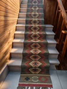 Wool Jute Rug, Vintage Kilim Rug navajo rug, tribal rug, southwestern rug Runner - Picture 1 of 5