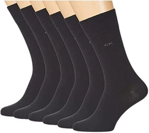 CK Calvin Klein Men’s Knit Crew Socks Men Calf Socks Dress Socks 6 Pack US 7-12 - Picture 1 of 6