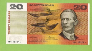 #D299. UNC 1974 AUSTRALIAN  PHILLIPS / WHEELER  PAPER $20 BANKNOTE  #XKC 882244 - Imagen 1 de 2