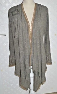 ZONE BLEUE Women's Boho Stretch Beige taupe Cardigan Sweater Tunic Duster S NWT - Picture 1 of 7