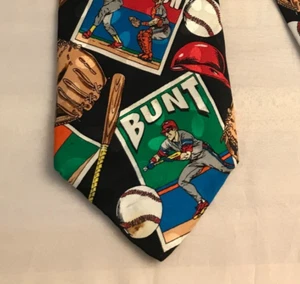#1209 ADDICTION 1992 BASEBALL THEME SILK MEN'S NECKTIE 58X4 - Picture 1 of 5