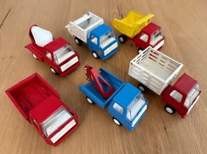 Lot of 6 Metal Toy Trucks Construction Farm Dump Tow Cement Mixer Pickup ~ Japan - Picture 1 of 24