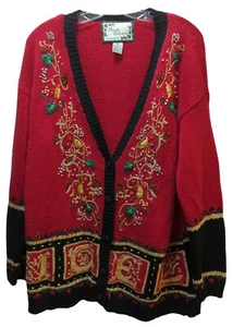 Carolina Colours Private Collection Christmas sweater NOEL vintage L large USED - Picture 1 of 11