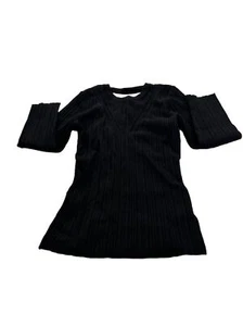7 For All Mankind Detail Back Rib Top Women's M Black - Picture 1 of 5