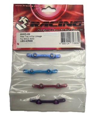 3 Racing AWD-09 Aluminum Rear Toe In / Out Linkage For Kyosho Mini-Z AWD - Image 1 of 2