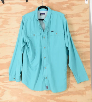 Patagonia Sol Patrol II UPF Convertible Sleeve Vented Button Up Teal Shirt Sz L - Image 1 of 4