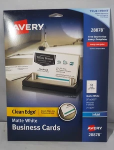 Avery Clean Edge Business Cards, Matte White, 2" x 3-1/2", 90 Cards (28878) - Picture 1 of 2