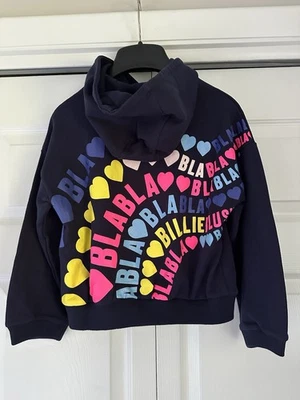 Billieblush Hooded Sweatshirt Girls 8Y Navy Bla Bla Bla Graphic Colorful Preppy - Image 1 of 4