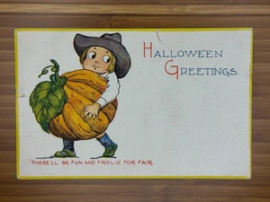 1910s Halloween Greetings There'll Be Fun and Frolic Gibson Art Co. Postcard - Picture 1 of 2