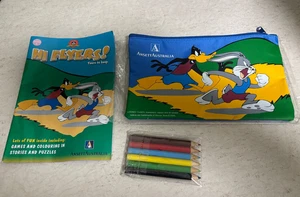 Estuche de lápices libro y bolígrafo vintage Ansett Australia Looney Tunes Daffy & Bugs 2000 - Imagen 1 de 10