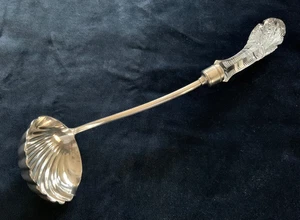 CLARK DESDEMONA AMERIKANISCHE BRILLANTSCHLIFF GLAS PUNSCHKELLE MIT GORHAM SILBERPLATTE - Bild 1 von 14