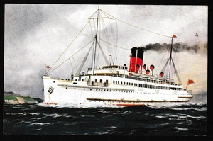 Isle of Man Steam Packet R.M.S. BEN-MY-CHREE (1927) ... Salmon postcard 1933 - Picture 1 of 2