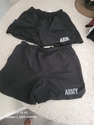 Army Shorts Mens Size Large Black Nylon Active Lined Drawstring Elastic Waist - Image 1 of 4