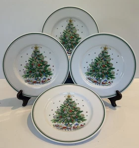 Salem Heiligabend 8" Dessert Salatteller - Grün & Goldrand Baum | 4er Set - Bild 1 von 7