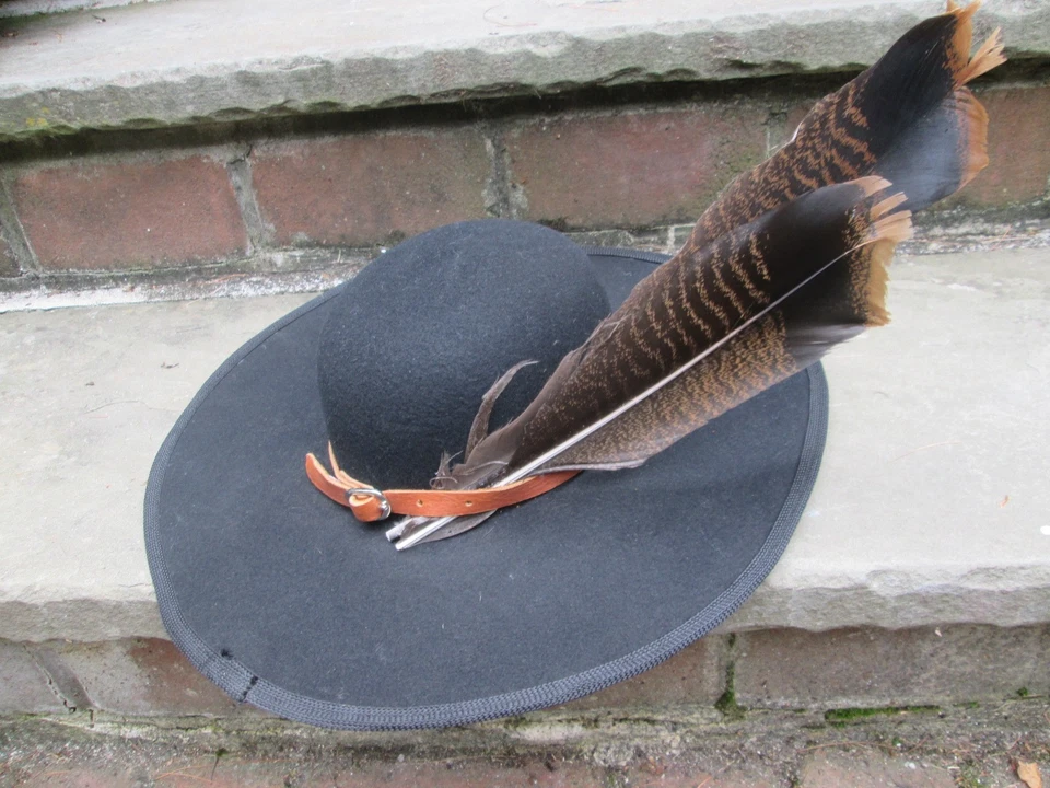 SOMBRERO DE LANA NEGRO RENACTOR SIGLO XVIII COLONIAL LONGHUNTER REV F&I WAR TALLA 7 NUEVO OTOÑO Foto 1 de 4