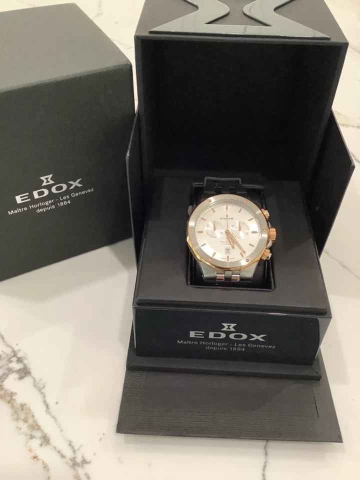 Reloj de cuarzo Edox Delfin cronógrafo oro rosa/ino inoxidable 43 mm 10110 357RNCA Foto 1 de 4