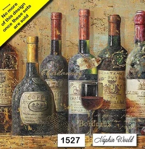 (1527) DOS servilletas artesanales artísticas decoupage de papel para almuerzo - BOTELLAS DE VINO DE COLECCIÓN - Imagen 1 de 3