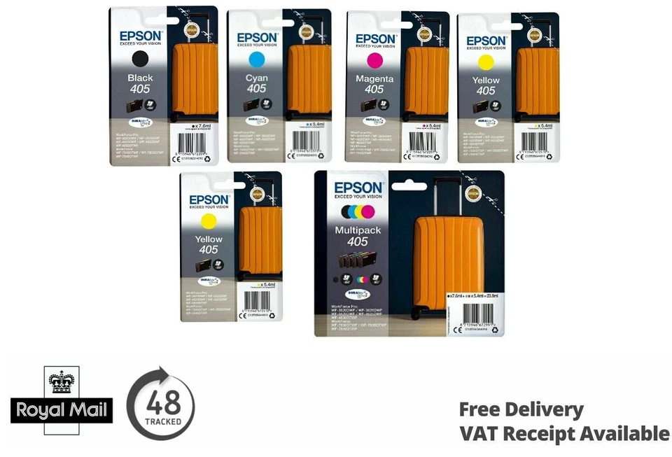 Epson 405 Genuine Ink Cartridges for Epson WF-3800 WF-3820 WF- 3830 Printer Lot - Image 1 of 1