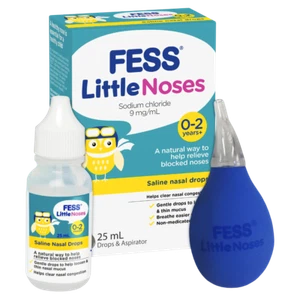 Fess Little Noses Saline Nasal Drops + Aspirator 25mL Relieve Blocked Noses - Picture 1 of 4