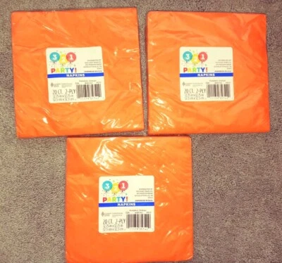 3 2 1 PARTY Pumpkin Orange Napkins 12.75 in X 12.75 in (lot of 60) - Image 1 of 2