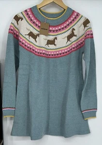 BODEN Minnie Fair Isle Sweater Dress. Seamist Marl Horses. 12-13 Years - Picture 1 of 3