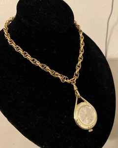 "Collar reloj de cuerda vintage Endura 26"" funciona tono dorado hecho en Suiza" - Imagen 1 de 6