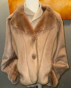 Harold Powell's Ladies Faux Shearling Suede Coat XL Button Front - SUPER SOFT - Picture 1 of 12