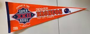DENVER BRONCOS SUPER BOWL XXII AFC CHAMPS NFL FOOTBALL VINTAGE PENNANT NEW - Picture 1 of 1