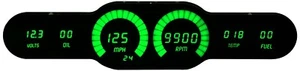 Universal 6 Gauge Digital Dash Panel With Bar-graph Sweeps and Green LED Gauges - Picture 1 of 6