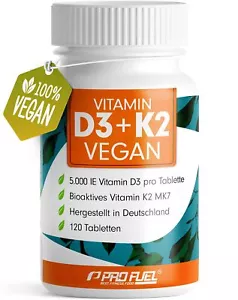 Vitamin D3 K2 VEGAN - 120 Tabletten mit 5000 IE D3 + 200 mcg K2 (MK7) - Vitamin - Bild 1 von 6