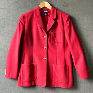 Lands' End Red Wool/Cashmere Lined 3-Button Blazer Jacket - Women's Size 12 P - Picture 1 of 10