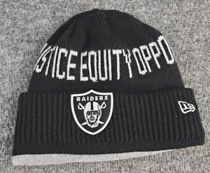 Las Vegas Raiders Social Justice New Era black white Winter Knit Hat Beanie - Picture 1 of 7