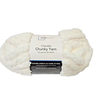Mainstays Ivory Chenille Chunky Yarn 31.7 yds 8 oz Super Bulky NEW! - Image 1 of 4