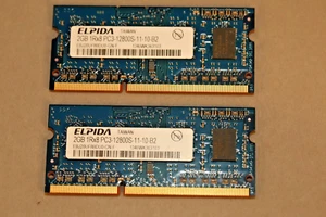 Lot of 2 ELPIDA 2GB 1Rx8 PC3-12800S-11-10-B2 EBJ2OUF8BDUO-GN-F - Picture 1 of 3