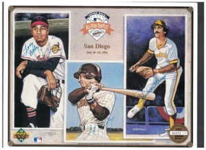 Larry Doby Steve Garvey Rollie Fingers Signed Upper Deck Card Sheet W COA - Picture 1 of 2