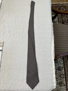 HERMES Silk Tie Gray-White Dark Plum/Black Link Equestrian Graphic - Picture 1 of 3