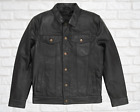 Black Leather Trucker Jacket Real Lambskin Leather Jacket For Men's Gift Fir Him