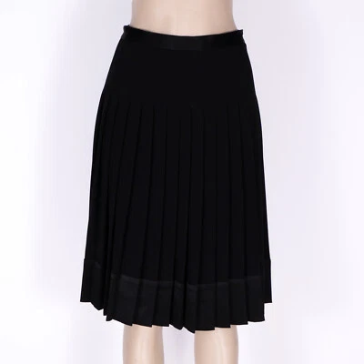 Burberry London Black Lined Pleated Satin Accent Knee Length Skirt - SZ 2 - Image 1 of 4