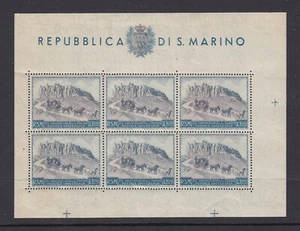 San Marino ~ 1949 Stagecoach Mini sheet of 6 Sc# 304 */LH cv $200 (ar019) - Picture 1 of 2