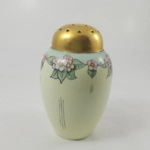Antiker Bavaria Talkstreuer, goldene Spitze, rosa floral, handbemaltes Porzellan - Bild 1 von 13