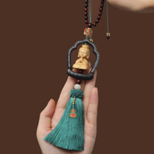 Pendentif en bois sculpté Avalokitesvara Buddhisattva statue sanctuaire suspension voiture décoration 