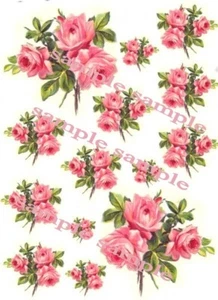 Shabby Roses Pink Bouquet Waterslide Decals - Picture 1 of 1