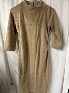 Vestido Lida Baday 100% Lana Forrada Beige Talla 6 Diseñador Lujo. - Imagen 1 de 9