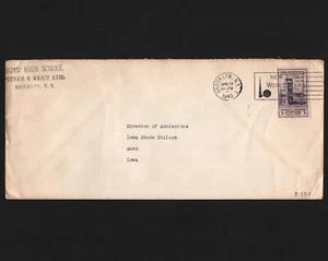 OPC 1940 Brooklyn NY Board of Education Perfin BE/NY B177 World Fair Cancel - Picture 1 of 2