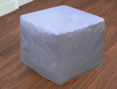 Indian Plain White Square Ottoman Pouf Cover Footstool Seating Case Pure Cotton - Image 1 of 3