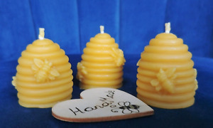 3 x Handmade Beeswax Candles, Hive Candles/ Christmas Gifts/ Decorations/Beehive