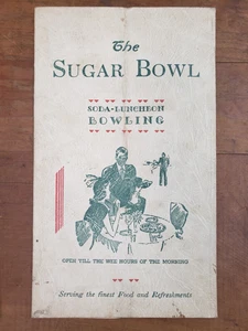 Vintage 1940s Menu Amersterdam NY Sugar Bowl Bowling Alley Soda Fountain - Picture 1 of 3