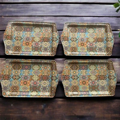 4 Small Metal Trays Turkish Serving Coffee/Tea Tray, Perfect Housewarming Gift - Image 1 of 4