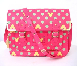 NWT Ladies/Girls Mickey Mouse Polka Dot Novelty Satchel/Shoulder Bag Fuchia  - Picture 1 of 10