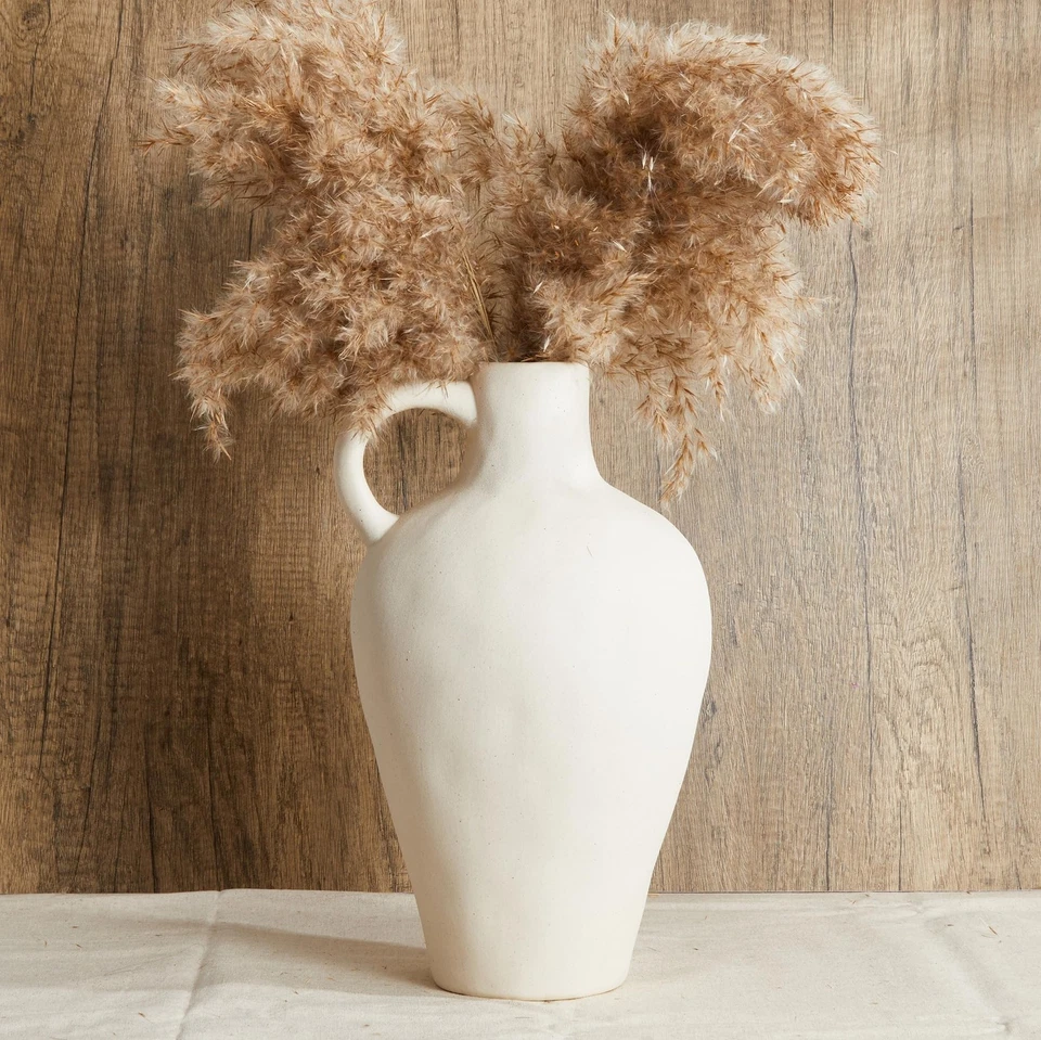 White Ceramic Vase BlossoME 12”H Large Pottery for Flowers Pampas Grass,Boho ... - Image 1 of 4